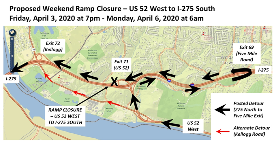 Weekend Ramp Closure – US 52 West to I-275 South
